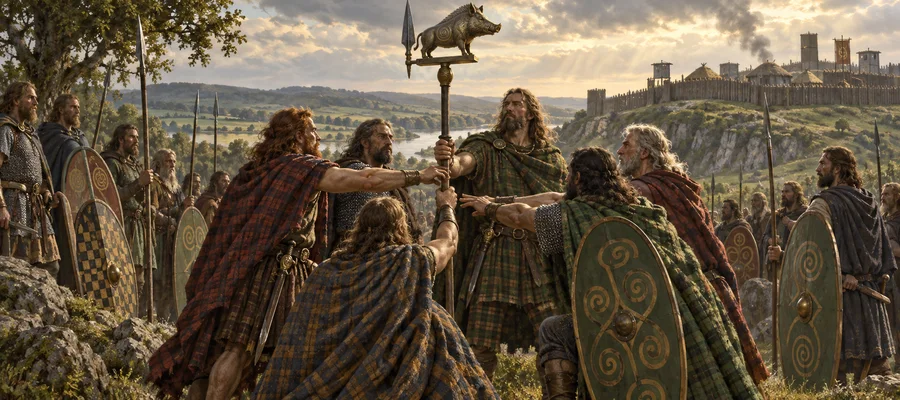 The chiefs swear before the boar